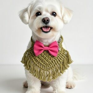 Chic Olive and Pink Dog Bandana and Collar